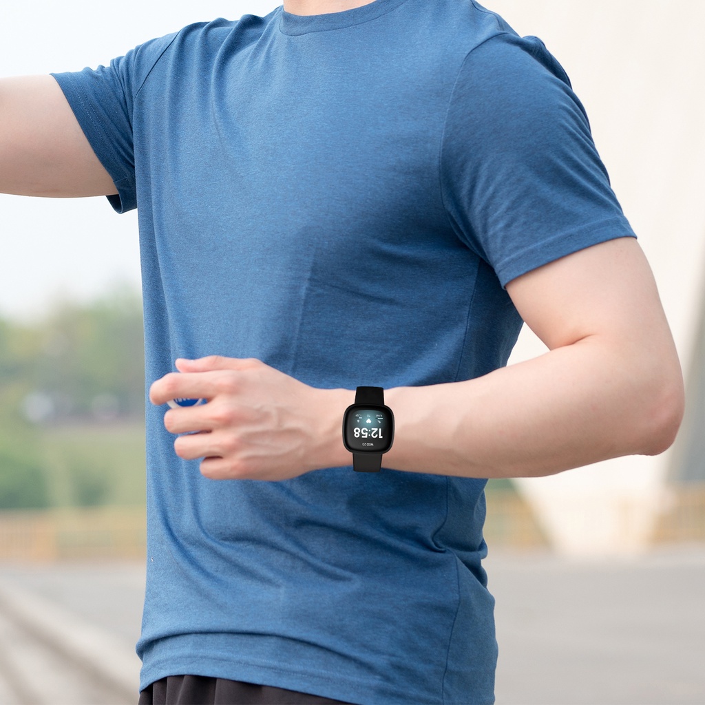 Dây Đeo Thay Thế Chất Liệu Silicon Màu Trơn Cho Fitbit Versa 3 / Fitbit Sense