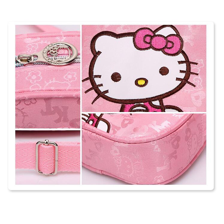 Túi xách đeo vai hình vuông họa tiết hoạt hình Hello Kitty dễ thương dành cho bé gái