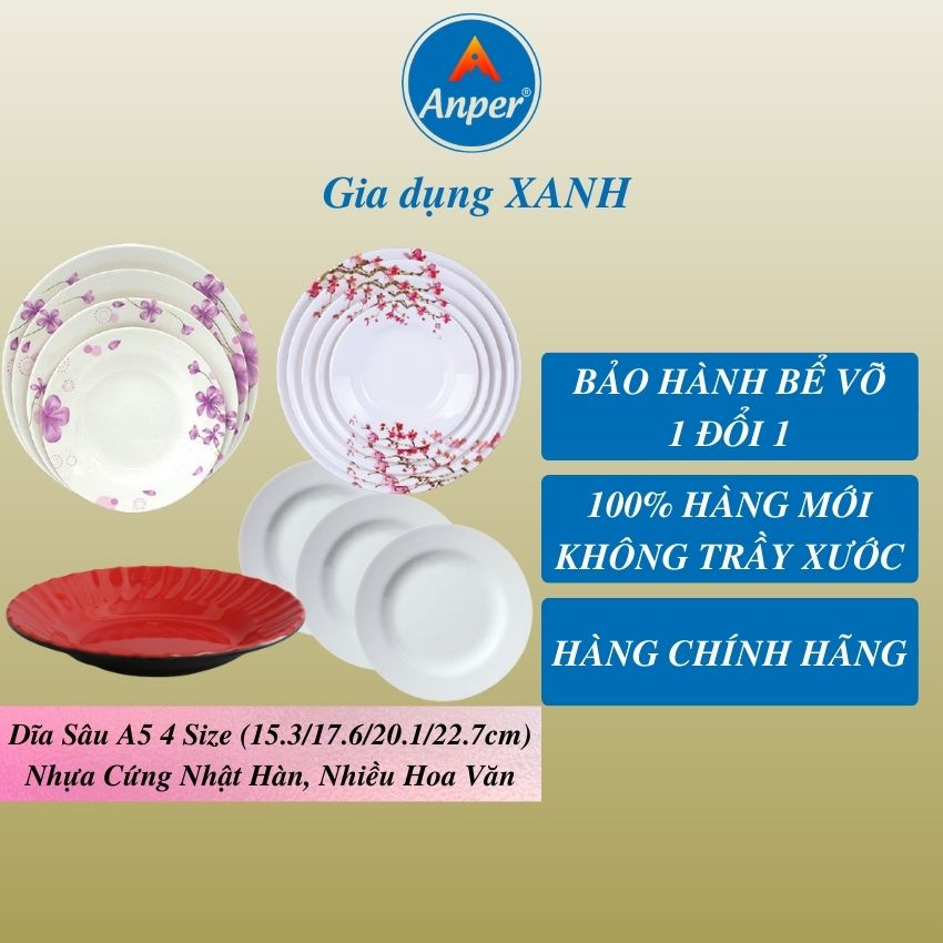Đĩa dĩa nhựa melamine ANPER cao câp A5 dùng gia đình và nhà hàng sang trọng an toàn