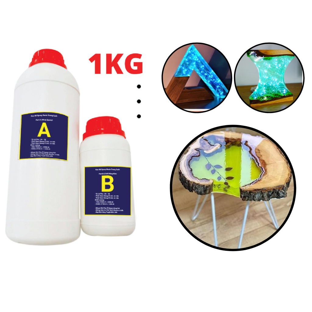 Keo AB Epoxy Resin Trong Suốt Đổ Nhựa Làm Khuôn, Đổ Keo Tranh 3D, Làm Handmade