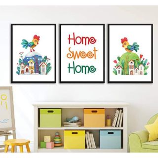 Bộ 3 tranh treo phòng bé Home sweet home 30x40 giá kèm khung