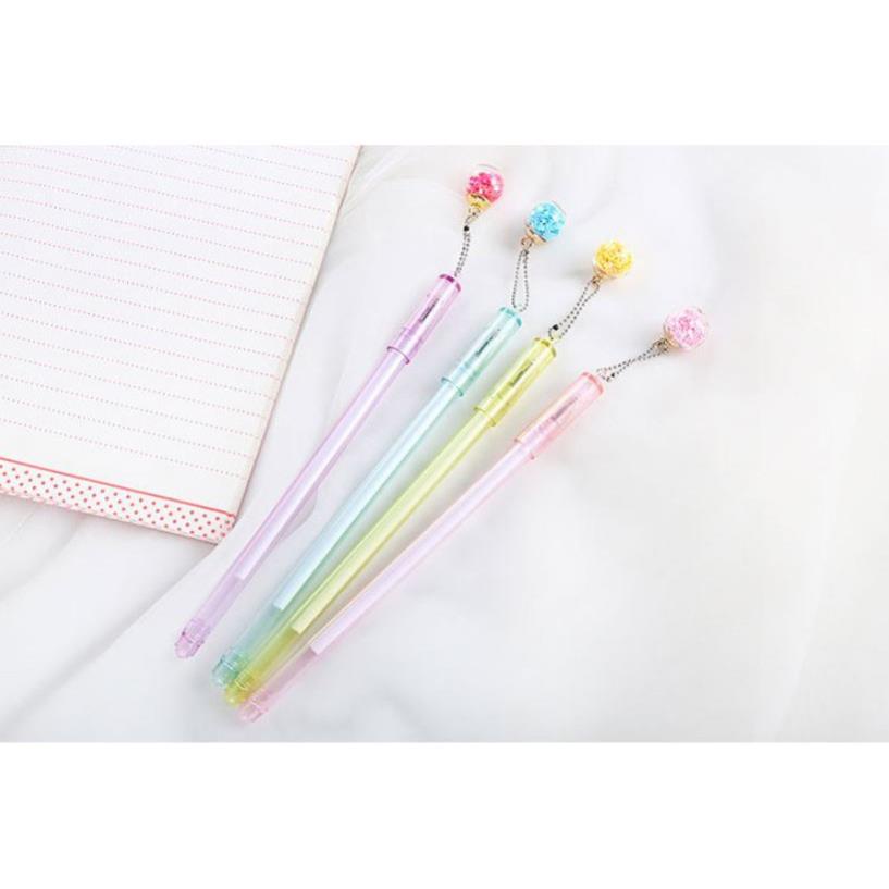 Bút Gel Nước Mực Đen Quả Cầu Nhũ Lấp Lánh H70