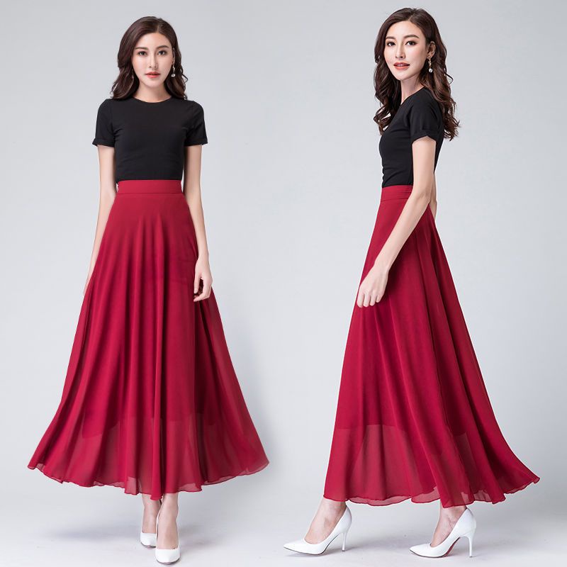 [M &amp; E] Chân Váy Voan Dáng Dài Lưng Cao Dáng Ôm Thời Trang Xuân Hè Dành Cho Nữ Nhảy Múa