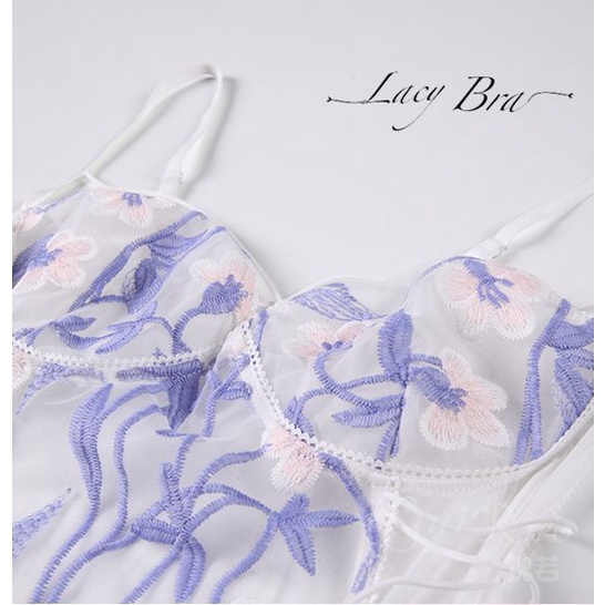 Bodysuit Voan Mỏng Thêu Hoa Dây Đan Chéo Ngực Gợi Cảm Lacy Bra - S1 | BigBuy360 - bigbuy360.vn