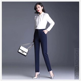 Quần tây công sở nữ kiểu mới ống đứng màu xanh đen thanh lịch tinh tế
