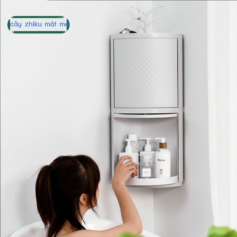 Tủ đựng đồ trong phòng tắm, giá để đồ có thể xoay từ sàn đến trần