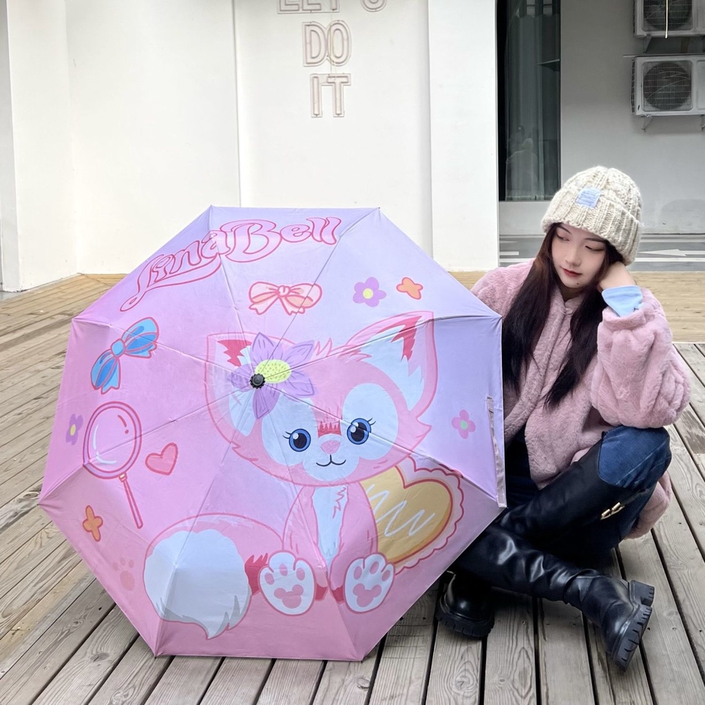 Dù Gấp Tự Động Chống Mưa Nắng Họa Tiết Gấu Dâu Tây Dễ Thương Thời Trang