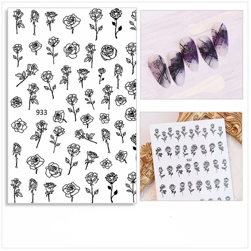 Tổng hợp stikcer dán móng hình gấu, buom, hoa