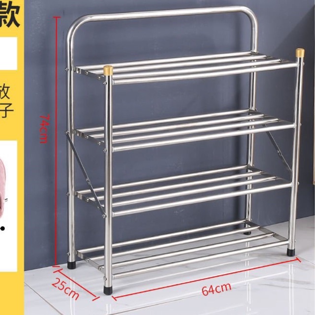 Kệ giày dép inox 4 tầng gấp gọn siêu bền