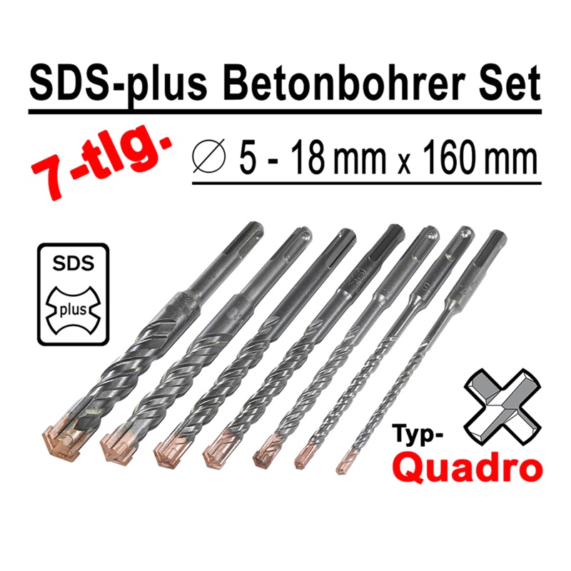 Bộ Mũi Khoan Bằng Hợp Kim Cứng Chuyên Dụng Cho Bê Tông SDS Plus