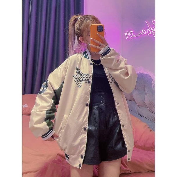 Áo khoác bomber jacket dù Royalty 97 form rộng nam nữ