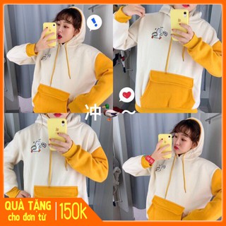 Áo khoác giá sỉ - Áo hoodie túi hộp phối cute form rộng unisex kèm hình thật - Aokhoac.vn