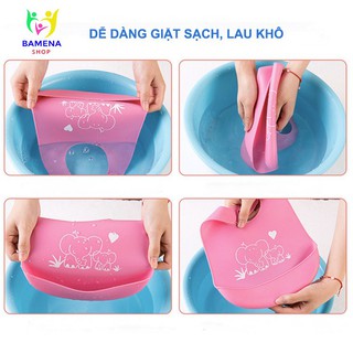 Yếm ăn dặm silicon cho bé có máng cực mềm dễ dàng điều chỉnh kích cỡ AD14