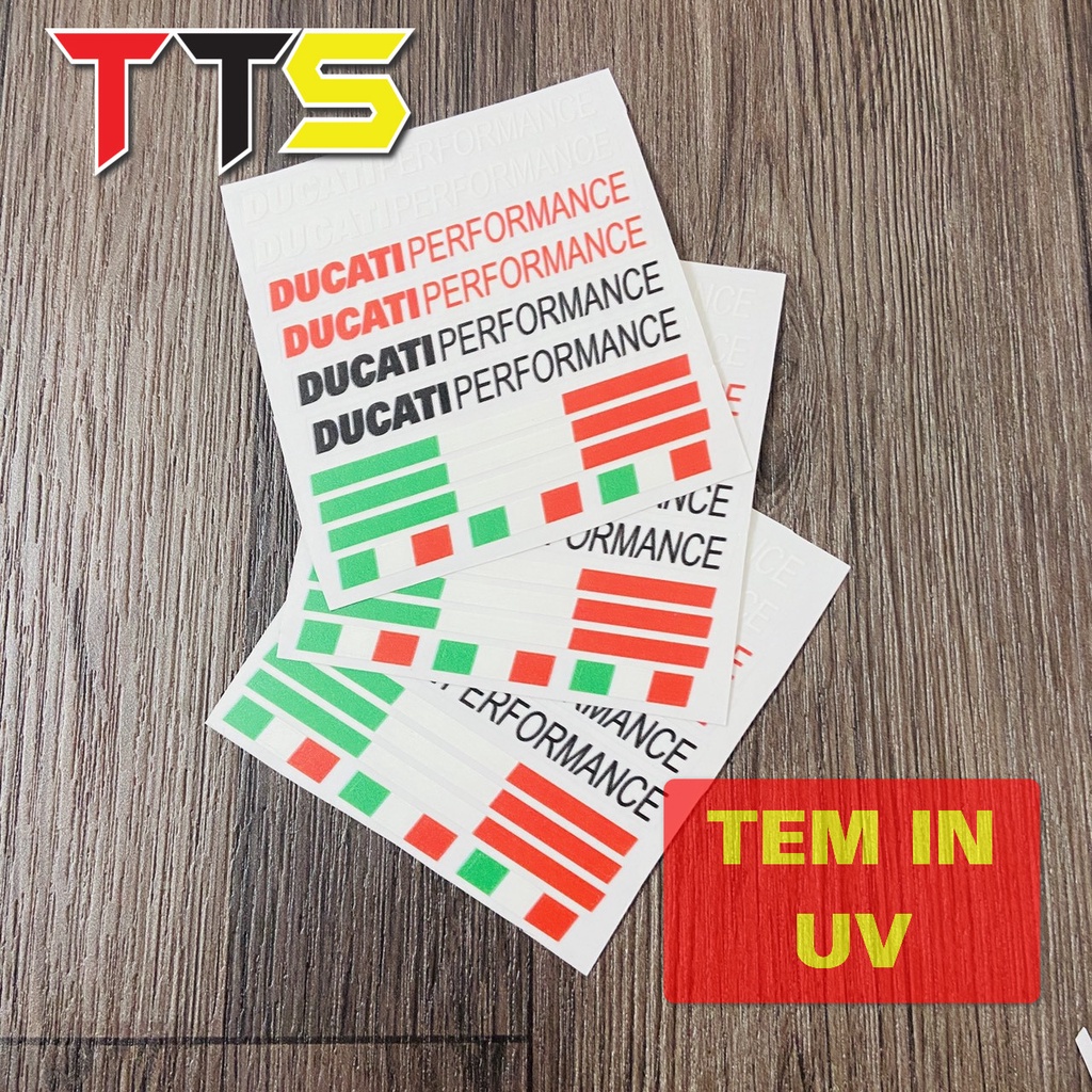 ( Tem UV ) Bộ tem DUCATI in mực UV nổi họa tiết cờ ý dán trang trí nón bảo hiểm, đồng hồ, xe máy