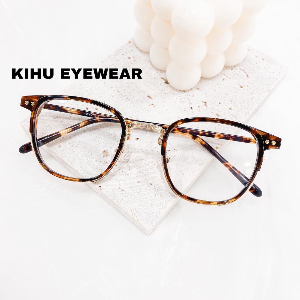 Gọng kính kim loại KIHUEYEWEAR chống ánh sáng xanh kiểu vuông cao cấp màu sắc thời trang giả cận K 9056