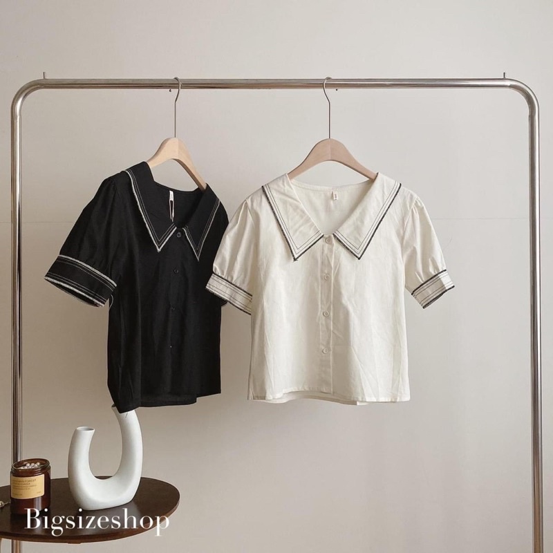 [Áo Bigsize] Áo lẻ bigsize, áo sơ mi bigsize kiểu cổ nhọn viền chỉ (có size 50 - 90kg)