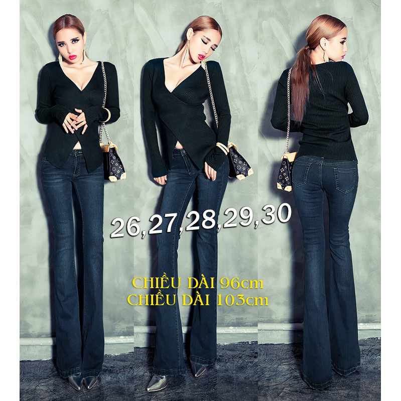 Quần Jean Ống Loe 💕FREESHIP💕Giảm 45k Khi Mua Đơn Từ 500k - Quần jean lưng cao 1 nút wash nhẹ ống loe QD179