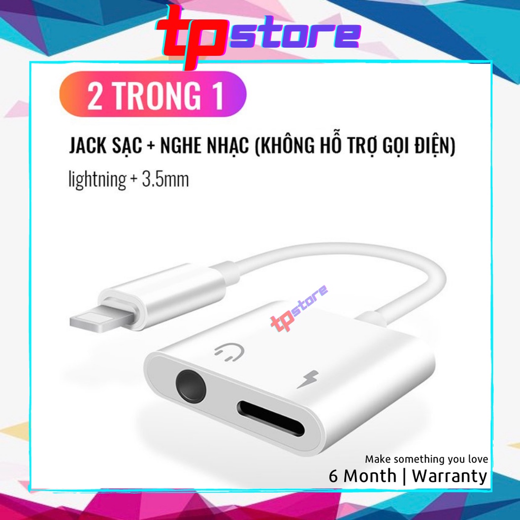 Jack chia cổng ip, Jack chuyển đổi vừa sạc vừa đeo tai nghe cho iPhone sử dụng IC zin-TP Store