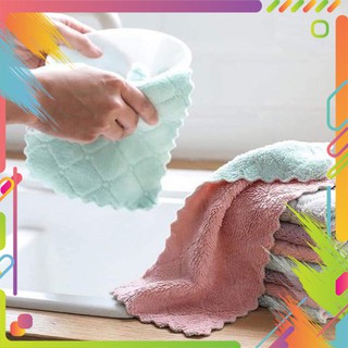Combo 2 khăn bông lau tay nhà bếp 2 mặt thấm hút tốt