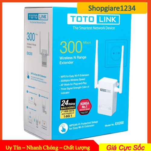 Bộ Kích Sóng Wifi Totolink Chuẩn N 300Mbps EX200 .Bảo hành 24 tháng