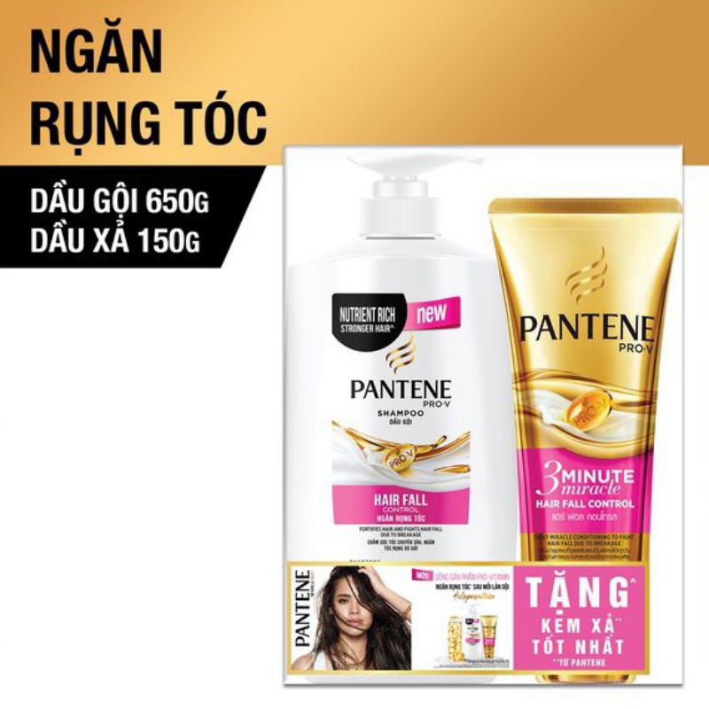 Dầu gội Pantene ngăn rụng tóc 650g tặng Kem xả