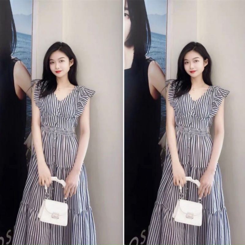 Đầm Maxi Nữ Ms.1528 Đầm Thiết Kế Cổ Tim Tay Cánh Tiên Eo Chạy Chun Tỷ Mỉ Tôn Dáng Chất Kate