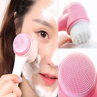 Cọ Massage Rửa Mặt 2 Đầu 3D Gai Silicon