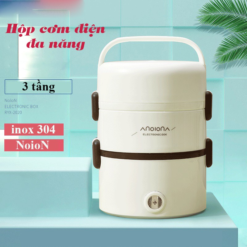 [HOT] Hộp Cơm Văn Phòng Cắm Điện Cao Cấp 3 Tầng Inox, Hộp Cơm Hâm Nóng Đa Năng, Nấu Cơm Và Đồ Ăn - ENZO