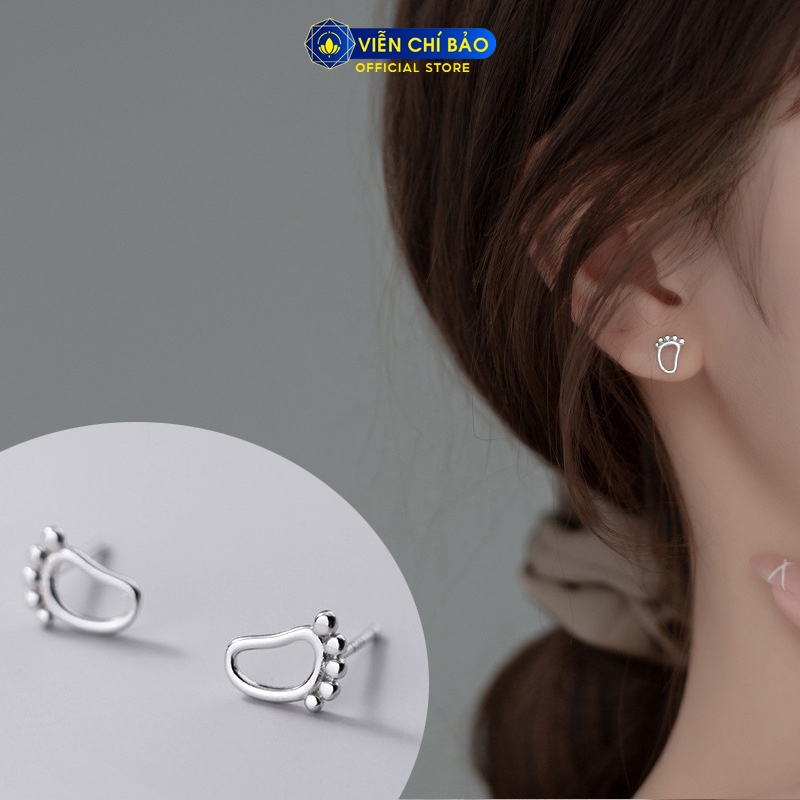 Bông tai bạc nữ bàn chân dễ thương chất liệu bạc 925 thời trang phụ kiện trang sức nữ Viễn Chí Bảo E039