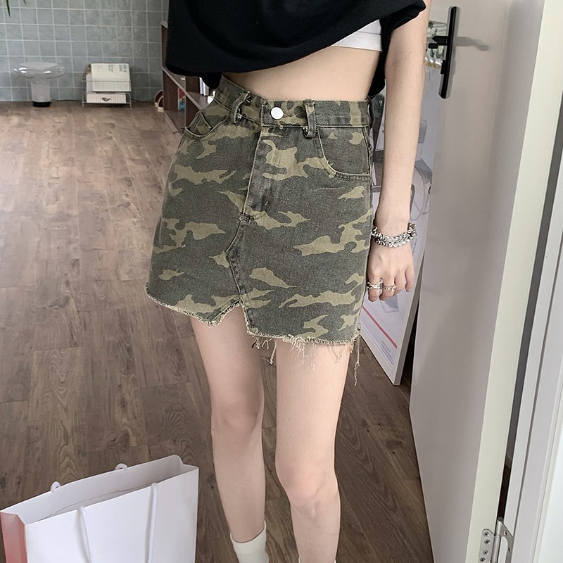 Chân Váy Denim Họa Tiết Rằn Ri Thời Trang Dành Cho Nữ