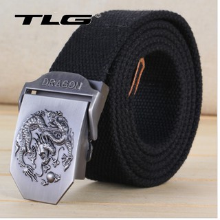 Thắt lưng nam dù chiến thuật đầu rồng Đồ Da Thành Long  TL 924 2(đen) tặng móc khóa da cao cấp M 550 [SKM]