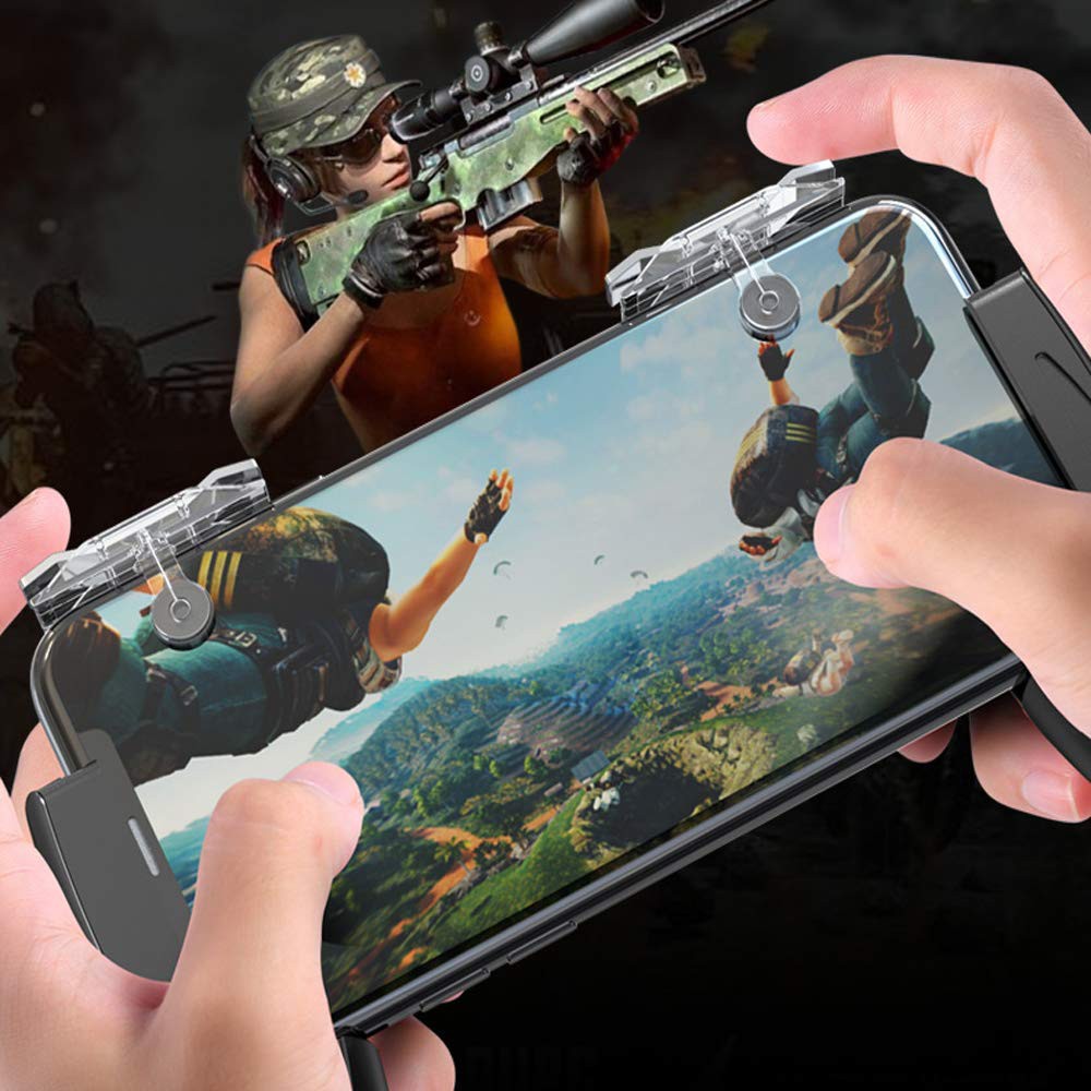 Tay cầm chơi game và nút E9 cảm ứng bắn Pubg Free Fire 4 ngón hoặc chơi liên quân