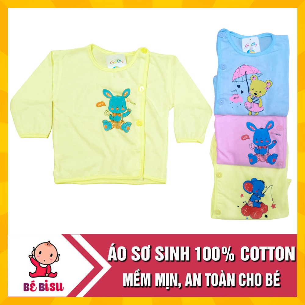 Combo 5 Áo dài tay sơ sinh cúc lệch Baby 100% cotton cho bé