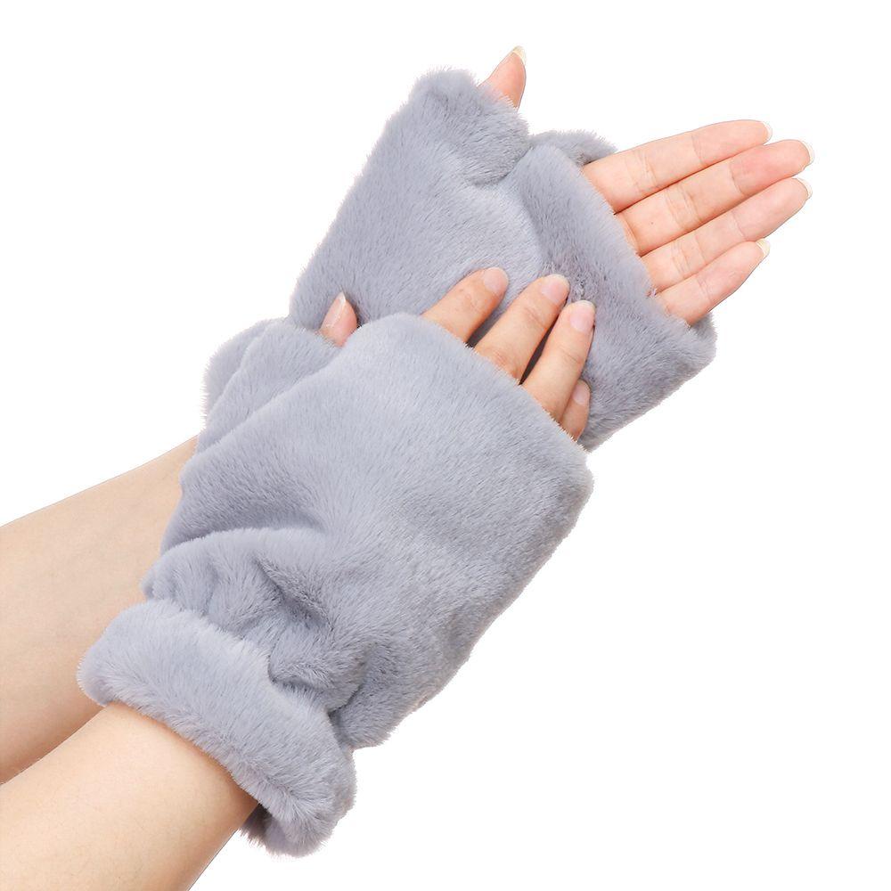 Găng Tay Giả Lông Thỏ Mềm Mại Dày Dặn Giữ Ấm Mùa Đông