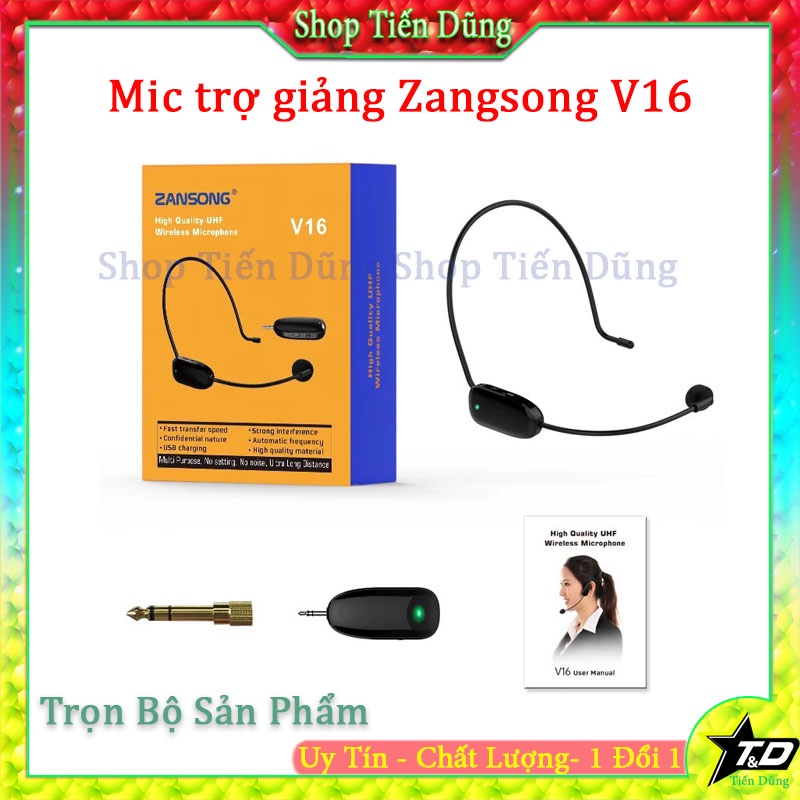 Micro không dây đeo tai Zansong V16 hay Mic Trợ Giảng Đa Năng V16 Phù hợp cho mọi thiết bị, thuyết trình, giảng dạy