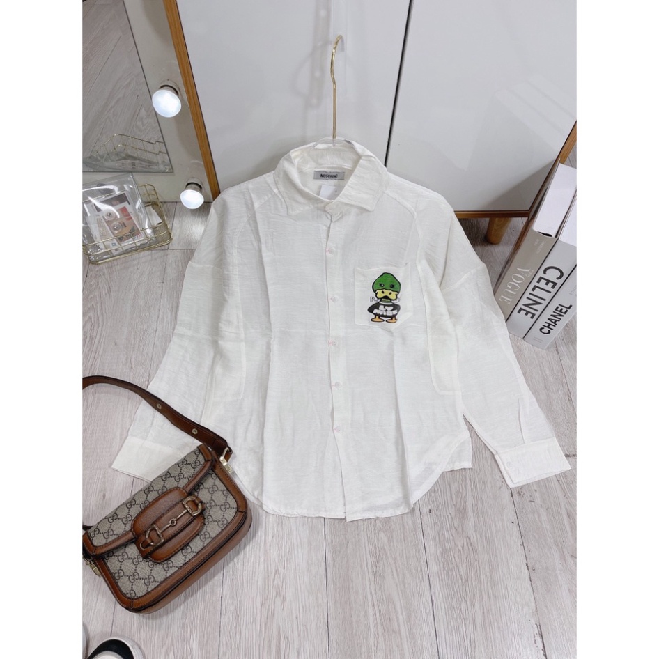 Áo sơ mi đũi vịt siêu cute dài tay áo sơ mi hoạt hình công sở SL190 0222