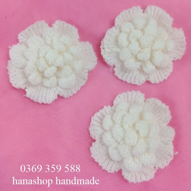 Bông Hoa Len 6cm Dùng Trang Trí Mũ, Váy