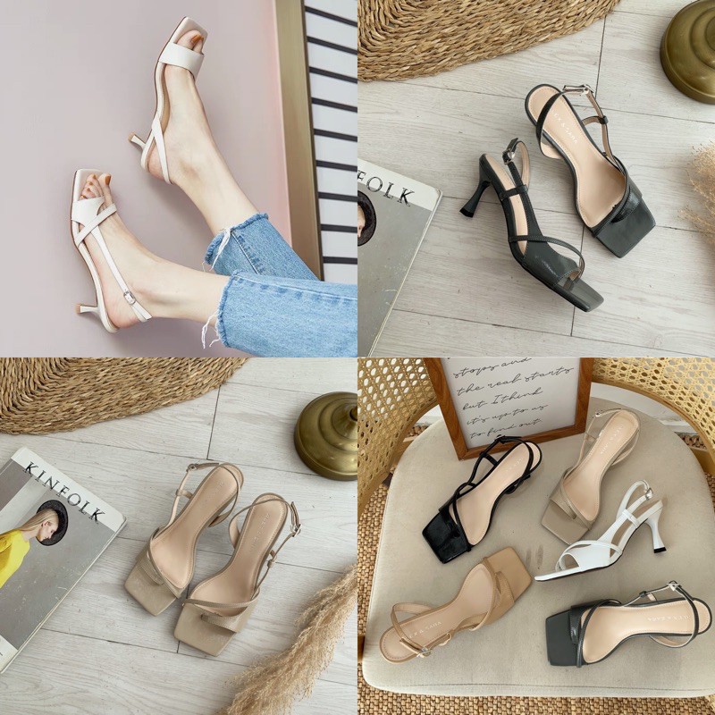 GIÀY SANDAL GÓT NHỌN NỮ AS XỎ BO SƯỜN 8P VNXK