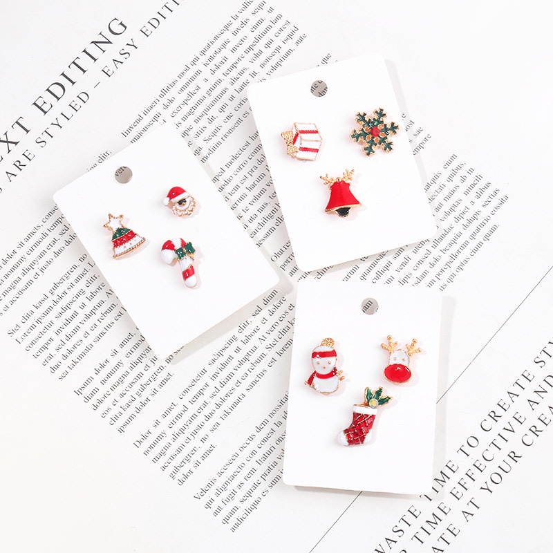 Set 3 ghim cài áo phong cách Giáng Sinh dễ thương