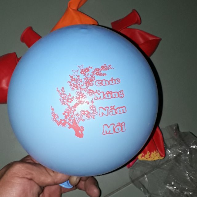 Sét 10 cái bong bóng In chữ Chúc Mừng Năm mới khi bơm 40cm nhiều màu
