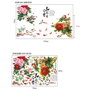 Decal dán tường hoa mẫu đơn nhỏ