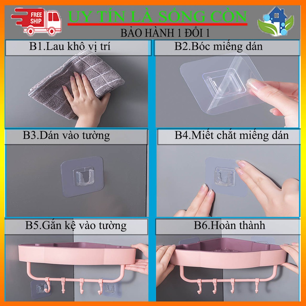 [XẾP GỌN NHÀ TẮM] Kệ nhà tắm kệ bếp dán góc không khoan đục có 2 lớp nhựa thời trang tiện lợi vệ sinh dễ dàng