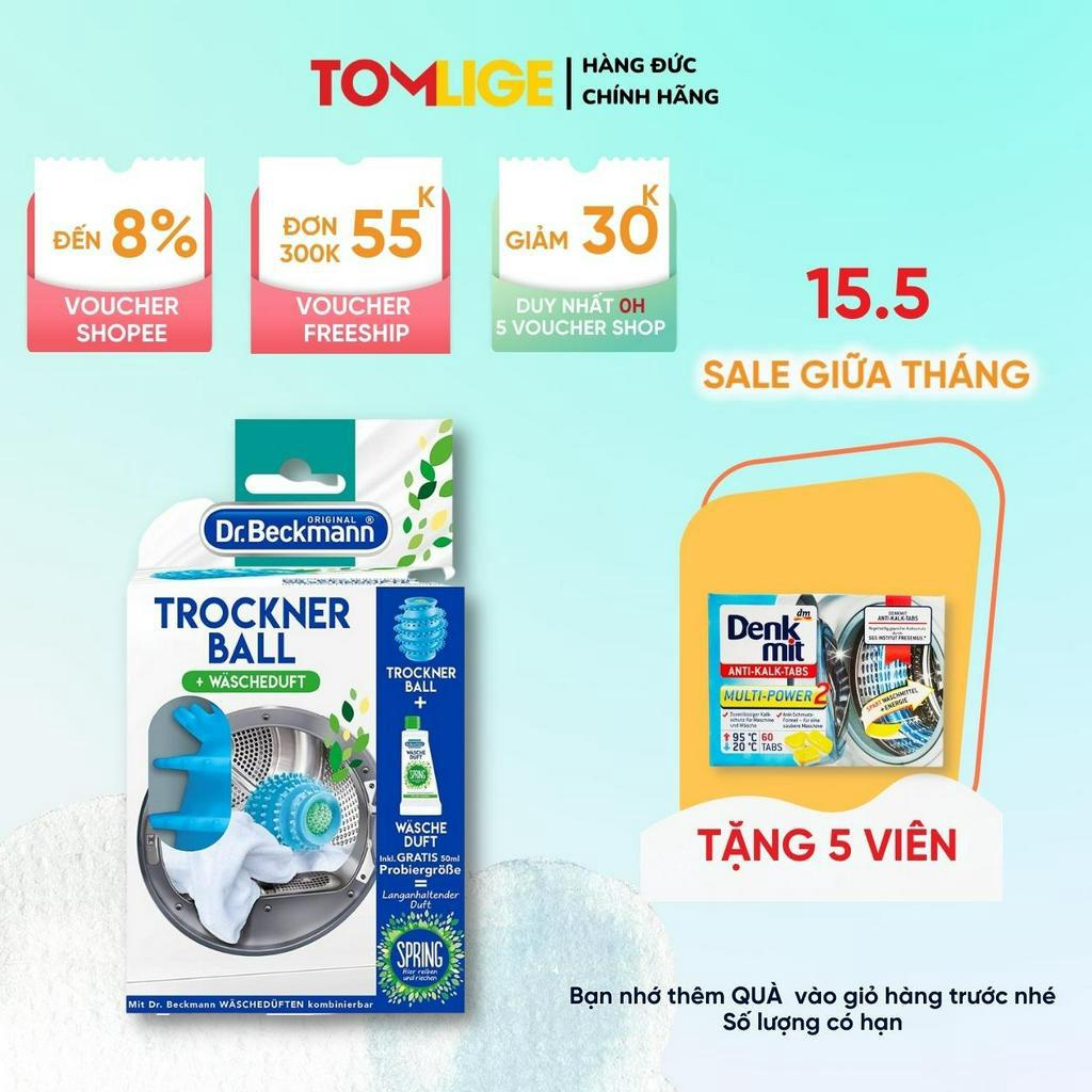Bóng Giặt Dr Beckmann Chống Nhăn Quần Áo Kèm Nước Xả Vải Đậm Đặc 50ml Tomlige, Cầu Gai Giặt Quần Áo