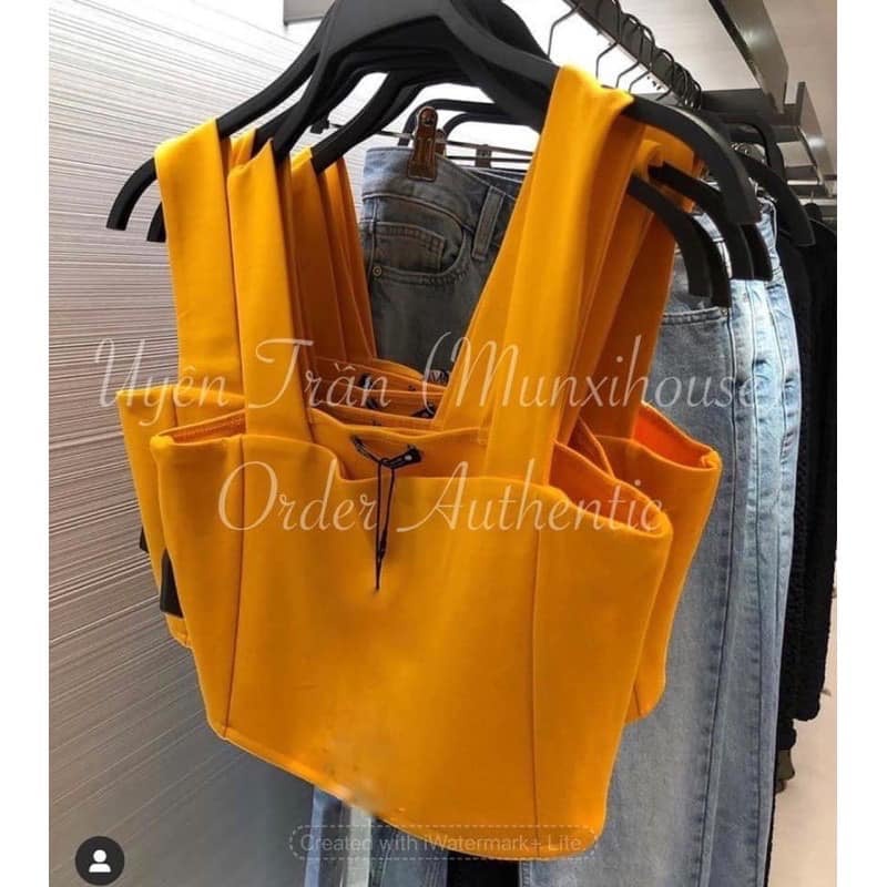 Áo thun nữ  zip hai dây cổ vuông dáng croptop