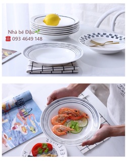 ĐĨA TRÒN SÂU LÒNG đen trắng SIZE 22cm