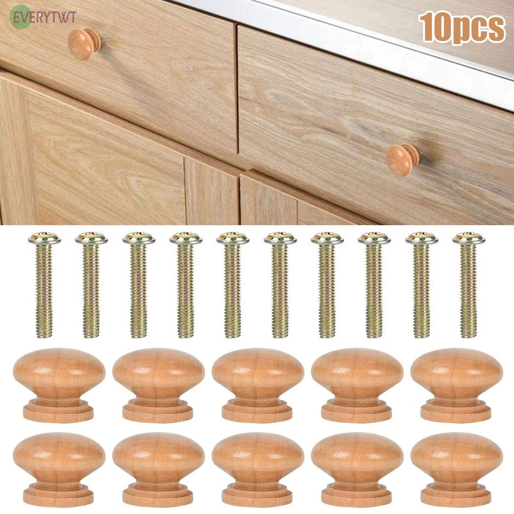 Knobs 10pcs Cabinet Decor Door Drawer Wardrobe Wooden Durable