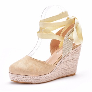  Xxshxy · Sandal Cao Gót Đế Xuồng Đan Cói Hở Ngón Mũi Tròn Phong Cách Bohemian La Mã Mùa Hè Cho Nữ 