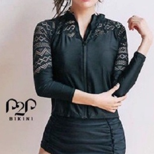 P2P BIKINI - Đồ bơi tay dài kéo khóa trước, quần lưng cao hai lớp - HN380
