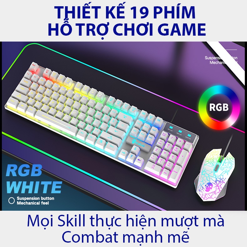 Bộ chuột bàn phím máy tính Coputa chuột bàn phím giả cơ Gaming có dây Full LED RGB T6