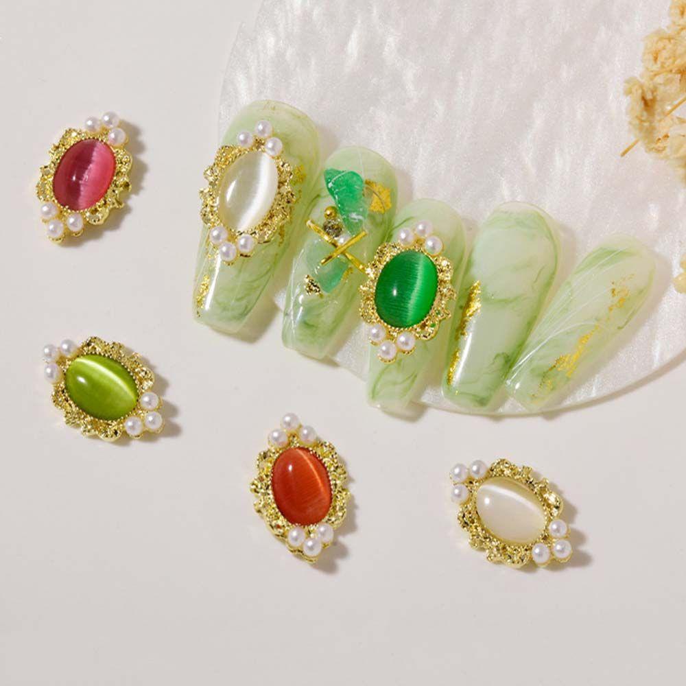 Móng Tay Giả Hình Bản Đồ Đại Dương|Miếng Dán Trang Trí Móng Tay Hình Mắt Mèo Thời Trang DIY|Khung Hợp Kim Trang Trí Móng Tay